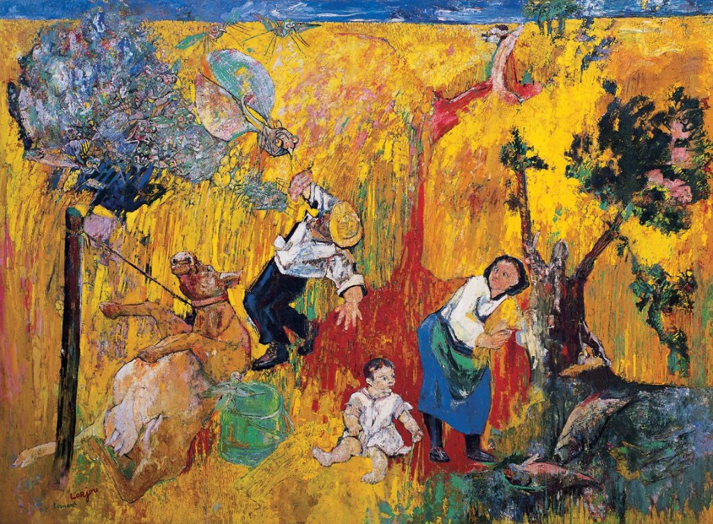 Peinture expressionniste aux tonalités jaunes